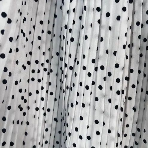 Exlura White Pollka Dot Pleated Tiered Aline Maxi Skirt Lined Size XXL