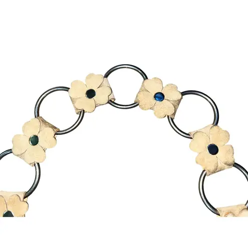 Retro Hippie Floral Suede Chain Belt Boho Festival Western Used Womens 38”