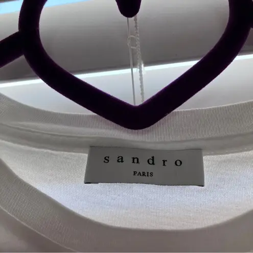 Sandro Paris Blush Beige Plaid Double Breasted Long Women Blazer size 10 / EU 40