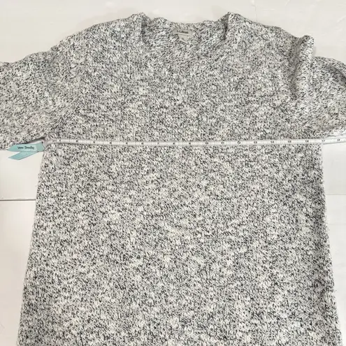 LL Bean Ivory Blue Marled Cotton Ragg Crew Neck Pullover Sweater Size MEDIUM