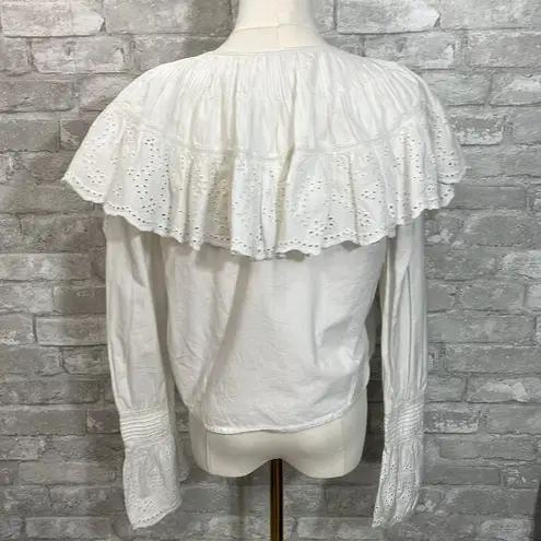 Love Sam White Ruffled Blouse with Flutter Sleeves