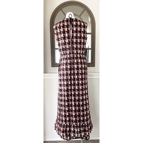 MARNI Geometric Print Tiered Dress w/Pockets & Leather Trim, Size 40 EXCELLENT!