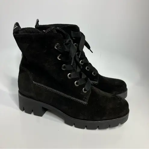 Gabor Baccara black suede leather lace up boots lug sole women’s size 9 punk