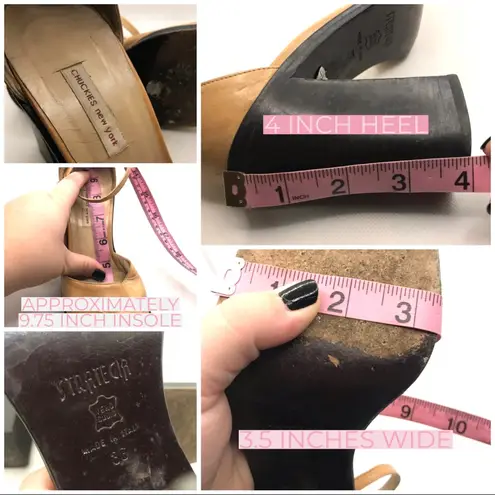 Chuckies New York Strategic VINTAGE 1990'S CHUCKIES NEW YORK STRATEGIA TAN MARY JANE LEATHER HEELS (36)
