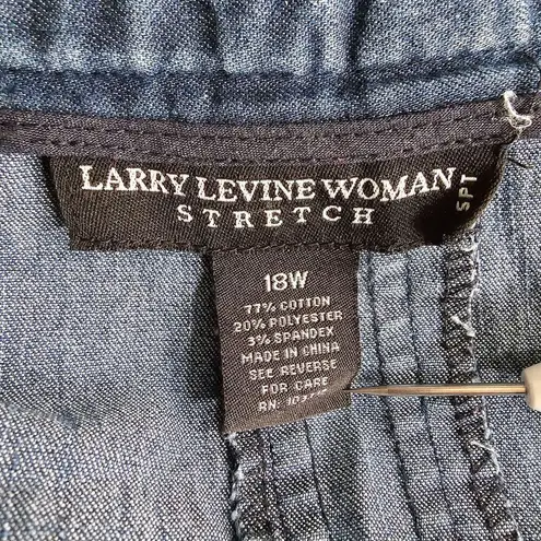 Larry Levine  Women Stretch Blue Denim Jeans Flare Knee Length Skirt Size 18W