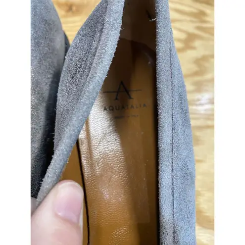 Aquatalia Kelsey Loafer Women's 8.5 Gray Suede Low Closed Toe Comfort Flats S43