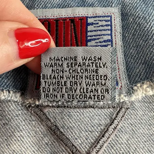 Vintage S Small Denim Jacket Southwest Aztec Embroidered Oversized Made in USA Blue