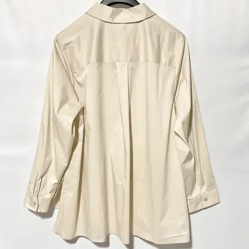 Denim & Co New Button Side High Low Hem Long Sleeve Shirt Stone Khaki Size 3X