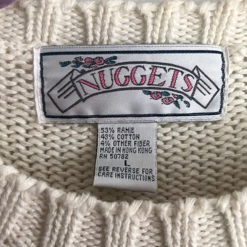 Nuggets Vintage Floral Knit Sweater Cottagecore Size L
