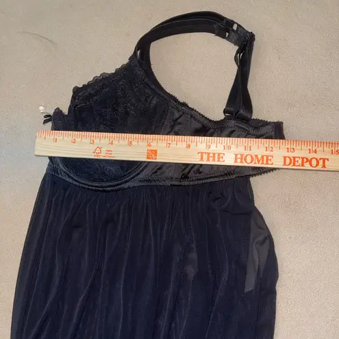 Parfait Black lace lingerie babydoll lingerie rhinestone chemise goth sexy Size M