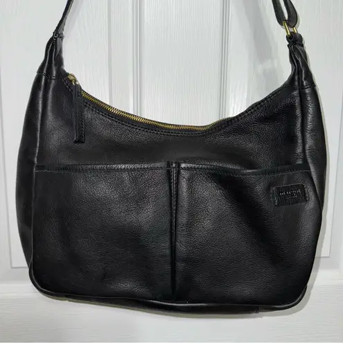 MARGOT New York Leather Handbag Gold Zip Top Women's Black Hobo Shoulder Bag