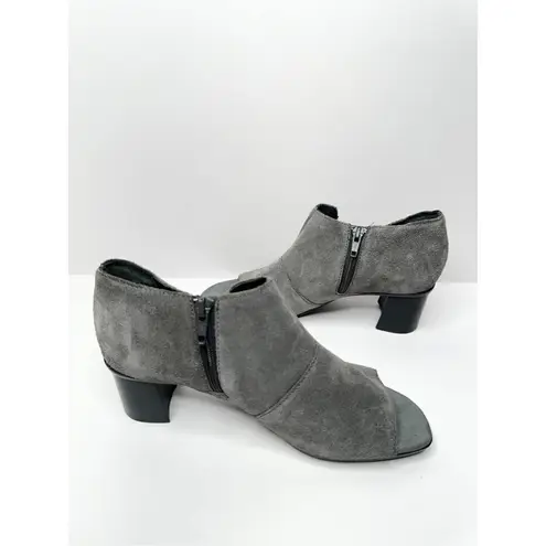 Munro Heels Womens Size 6.5 Suede Sable Ash Gray Shooties Open Toe Block Heel