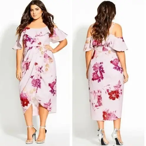 City Chic New! Sakura love maxi floral dress lilac/pink/magenta, size 18