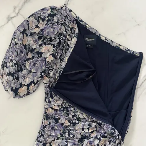 Shoshanna Midnight Mazie Puff One-Shoulder Dress Floral Print Size 0 Cocktail