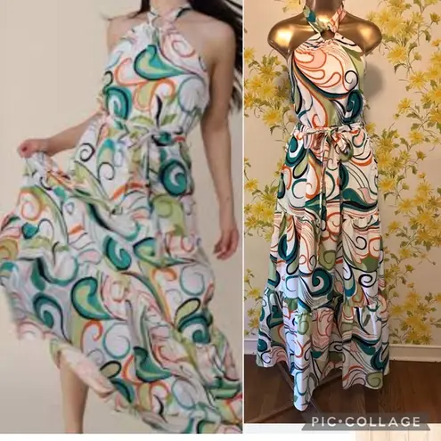 Tiered Halter Midi dress size M Size M