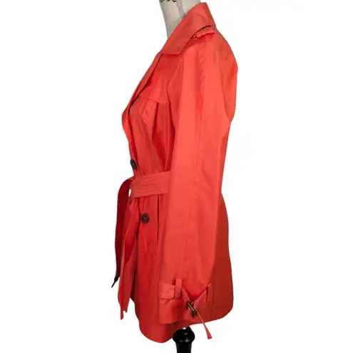 MICHAEL Michael Kors Double Breasted Rain Trench Coat Coral Orange Size XS
