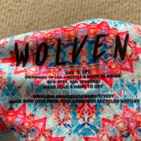 NEW Wolven Amalfi Flare Bell Bottoms Pants Size Small Red Pink Print Soft NWT