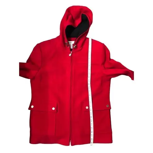 Preston & York red hooded pure wool front zip coat. Size 16