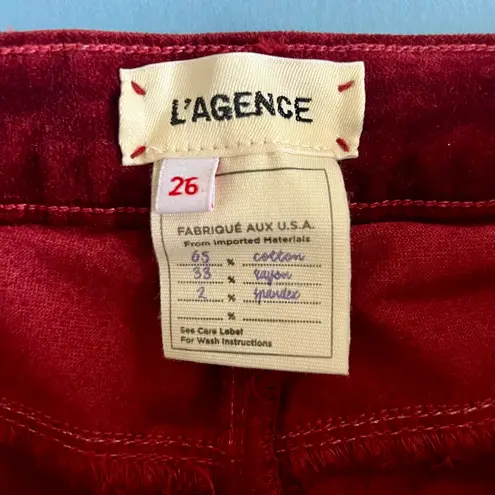 L'Agence NWT L’Agence Marguerite High Rise Merlot Red Velvet Skinny Jeans