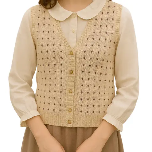 Northern Reflections Vintage Northern Collections Cottagecore Knit Sweater Vest Beige 90s XL