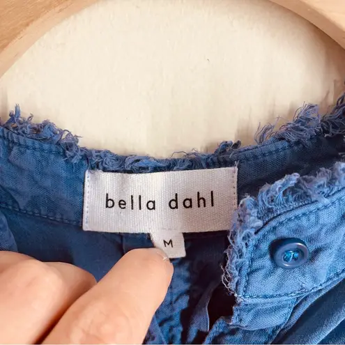 Bella Dahl Blue Sleeveless Dress Button Front size M Frayed Collar