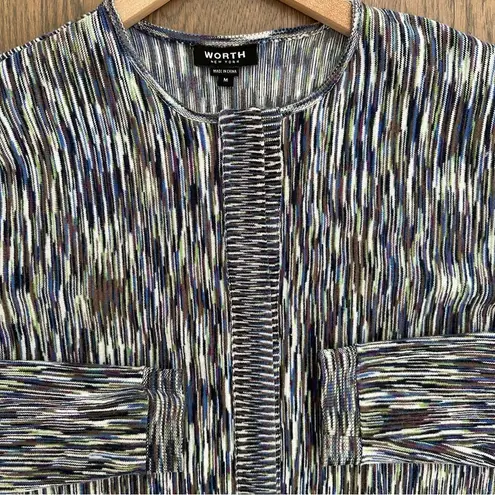 Worth New York Spacedye Cropped Long Sleeve Cardigan in Purple Jewel Tone Medium