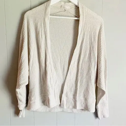 WALKING ON SUNSHINE Cream Waffle Knit Open Cardigan L Size L