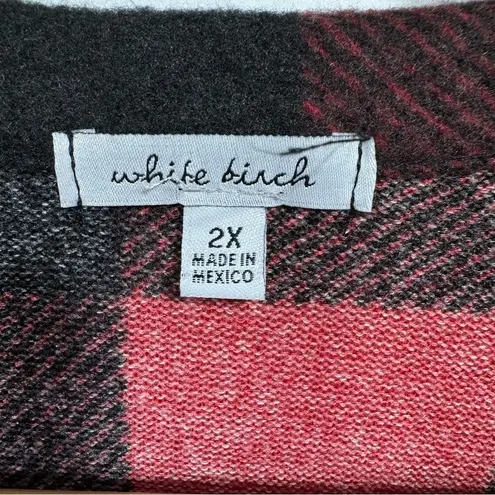 White Birch Red & Black Buffalo Plaid Fleece Open Front Cardigan Size 2X NEW