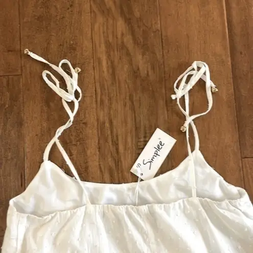 Simplee Apparel NWT - Simplee White Textured Ruffle Spaghetti Strap Mini Dress