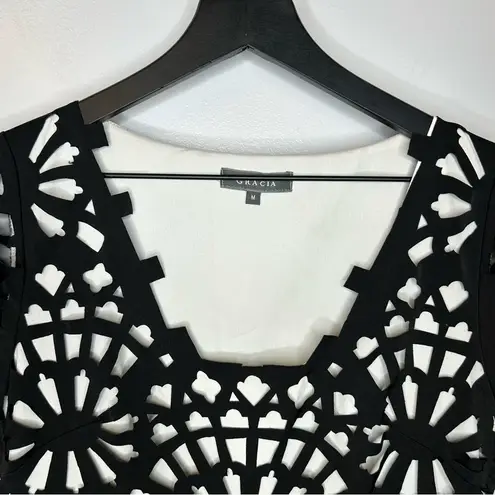 Gracia Laser Cut Women's Black Dress Size M