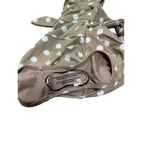 NWT New ENVYA SWIMSWEAR Belen Double Tie Polka Dot Swimsuit One Piece Small Tan