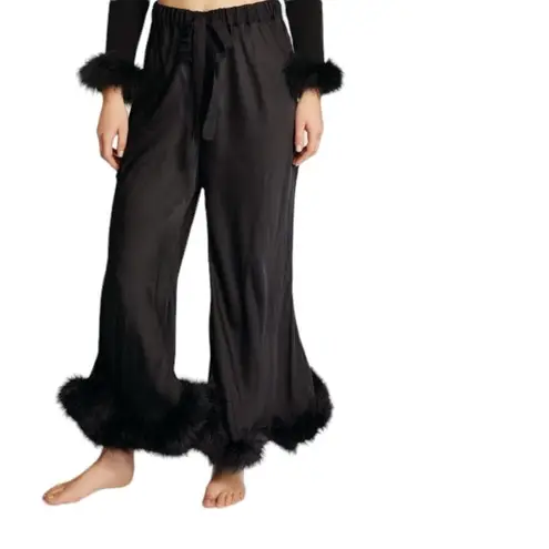 Sleeper Boudoir Feather Trim Flare Trousers NWT