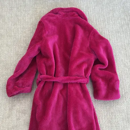 Vintage 70s 80s Womens LG Pink Fuzzy Bathrobe Carriage Court Sears Faux Fur Robe