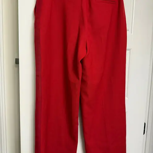 LK Bennett Red Wide Leg Straight Trousers Satin Side Stripe Holiday Festive - Image 7
