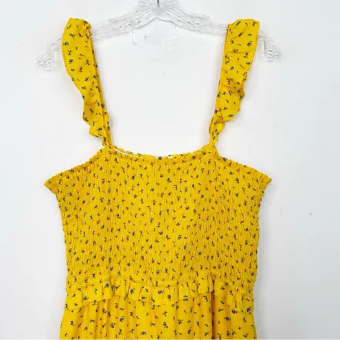 Superfoxx | Golden Yellow Boho Ruffled Mini Floral Cottagecore Dress Sz. Large