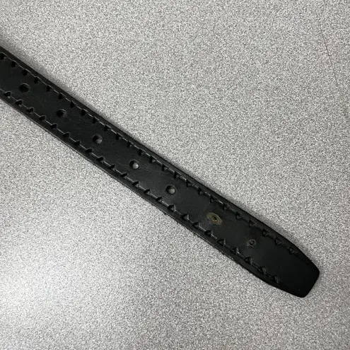 Lauren Ralph Lauren LRL Leather Belt Womens Small Black Silver Buckle Cut Out