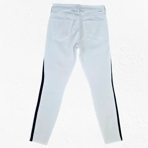 Mother White Navy Stripe Looker Ankle Glass Slipper Racer Skinny Jeans Size 27