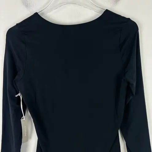 Everlane NWT  The Long-Sleeve Supima Square-Neck Bodysuit Black Size Medium M NEW