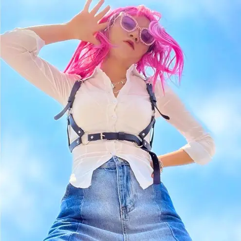 Black Harness Suspender Belt O Ring New