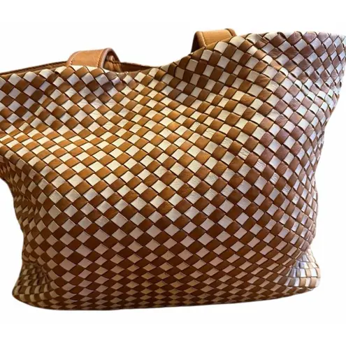 Robert Zur RINA Tote True Glove Leather Chestnut Brown & Beige Large Travel tote