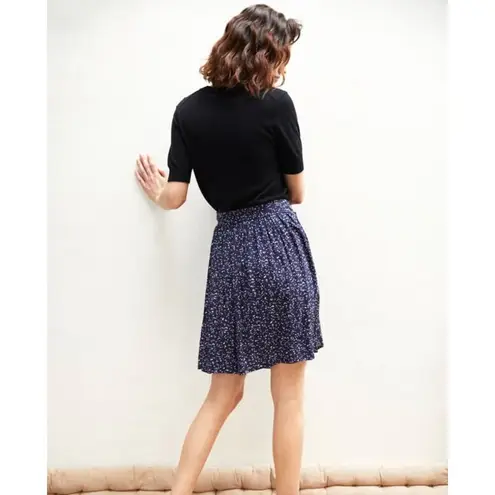 Comptoir Des Cotonniers Navy Blue Confetti Print Bow Waist Flowy Skirt womens S