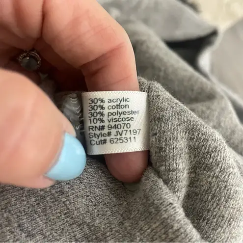 Three Dots Gray Faux Fur Vest Size S | Button Front Sweatshirt Trim Layering