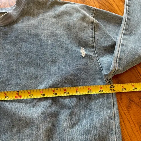 FATE Distressed Denim Sweatshirt, Size large‎ Blue