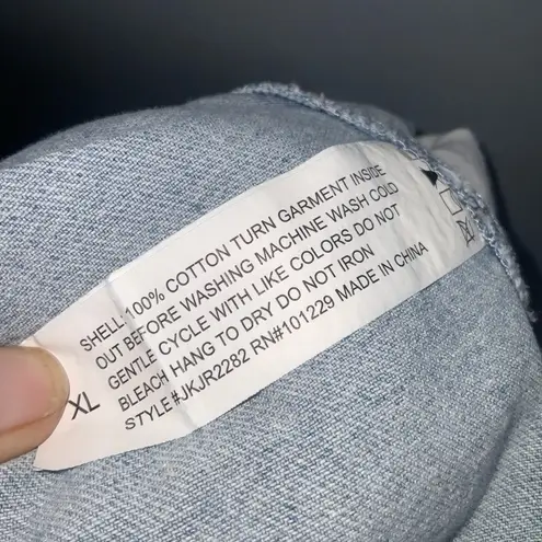 Stoosh Vintage Light Blue Jean Cotton Jacket Shacket Button Front Pockets XL