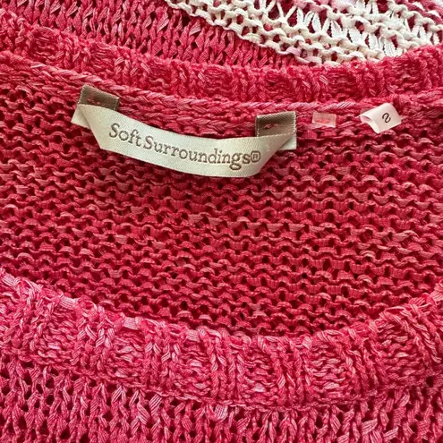 Soft Surroundings Beachy Coral Summer Vacation Tunic Sweater Open Knit Artsy