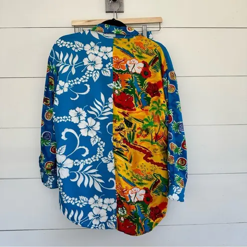 Surya Vintage Blue Patterned Hawaiian Beaded Two Piece Set Size XS