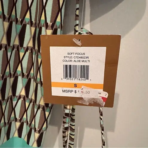 Ellen Tracy Soft Focus Shirt Dress Women's Small Aloe Multi Career Geometric NWT