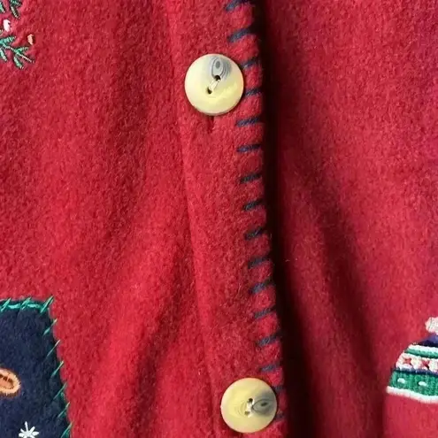 CAPACITY PETITES WO SIZE MEDIUM RED WINE FLEECE WINTER PATCH SHIRT JACKET