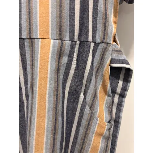 Primark Plus Curvy Striped Cotton Blend Romper Size 16  Relaxed Fit Zipper Back Pockets - Image 3