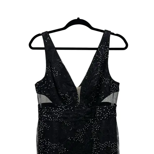 Marchesa Notte Glitter Gown in Black Size 14